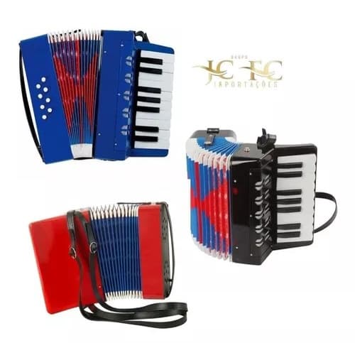 Sanfona Acordeon 8 Baixos Semiprofissional 17 Teclas