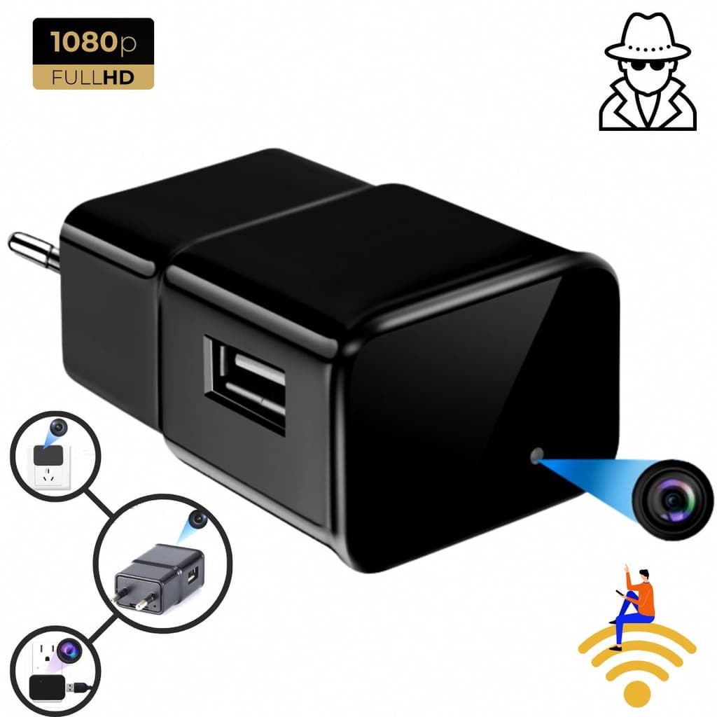 Mini Câmera Carregador Tomada Usb Full Hd 1080p Wi-fi Discreta Pronta Entrega