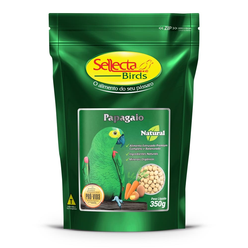 Sellecta Papagaio Natural 350g Extrusada Alimento Completo