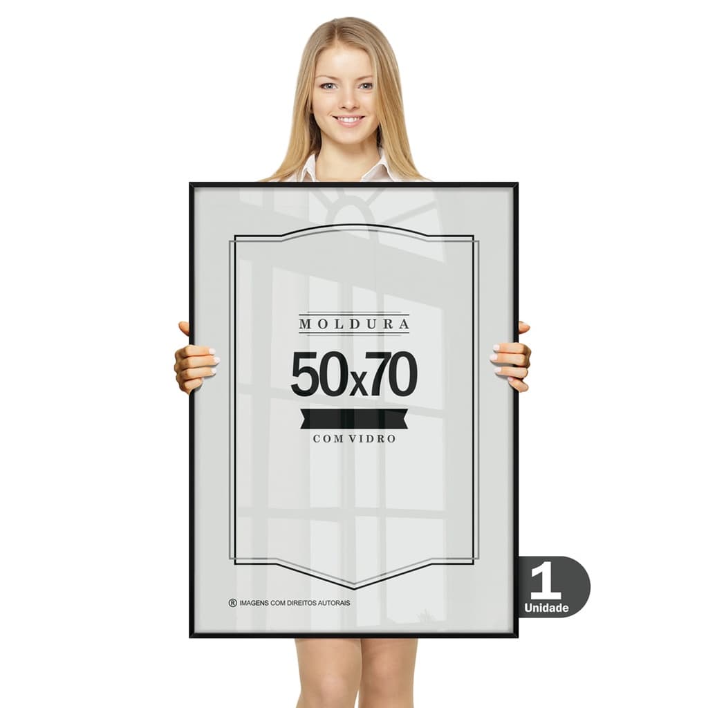 Quadro Moldura 50x70 Caixa Alta Grande Com Vidro ou Acetato Certificado Caixa Alta