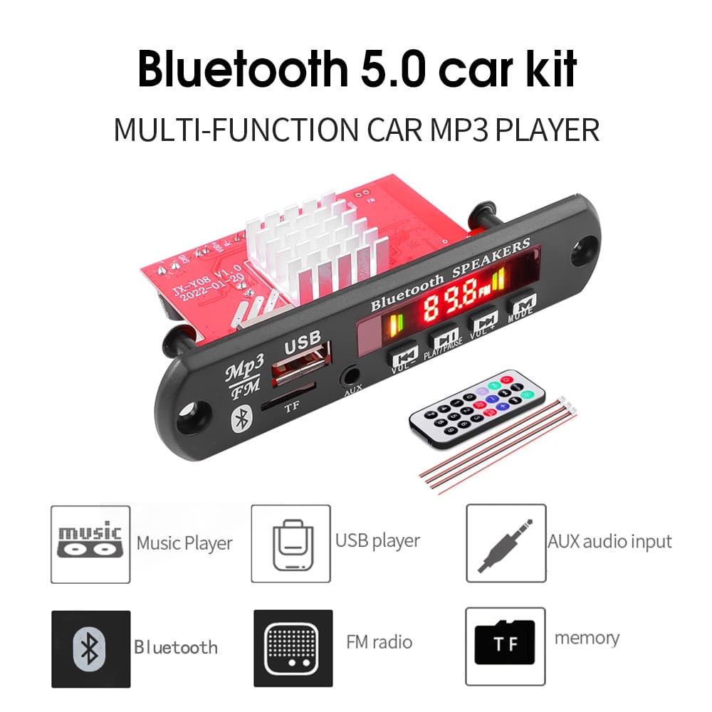 2x60 W Bluetooth 5.0 Tela Colorida Placa MP3 Player Com Amplificador Do Carro Apoio TF USB FM WAM Gravação Chamando
