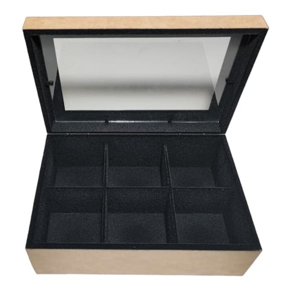 Caixa para 06 Relógios De Pulso Aveluda Dobradiça Mdf Cru box estojo 1062