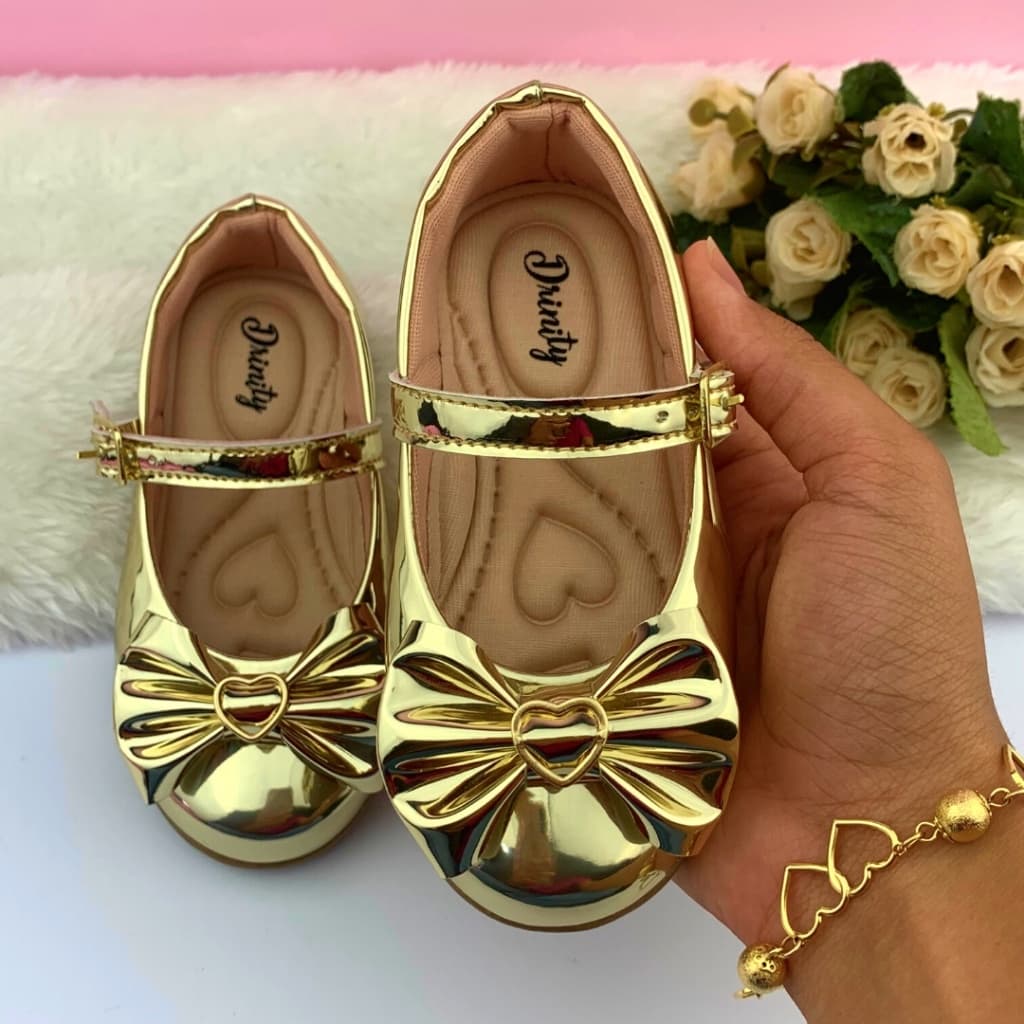 Sapatilha Infantil Feminina Menina Boneca Do 20 Ao 34 SPT-500 Ouro Direto da Fábrica