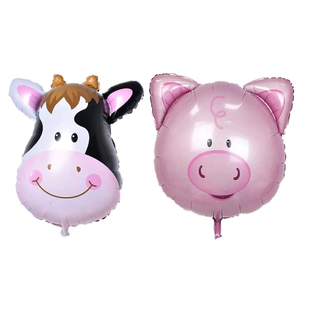 10 Balão Metalizado Porco E Vaca Fazendinha Centro de Mesa 32*24cm - 5 cada