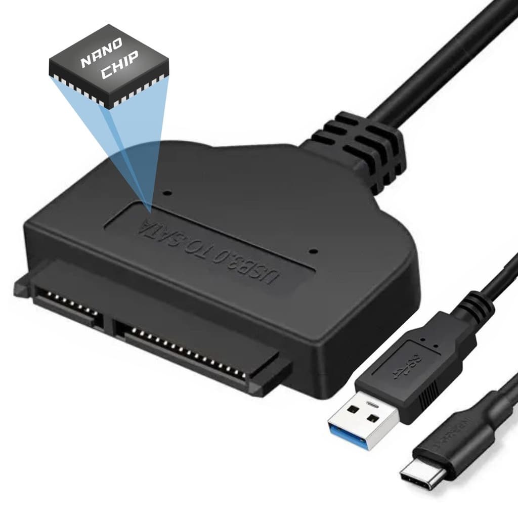 Cabo Case Adaptador Usb Tipo A 3.0 e Tipo C 3.1 Sata 3 HD SSD Externo 2.5" Polegadas