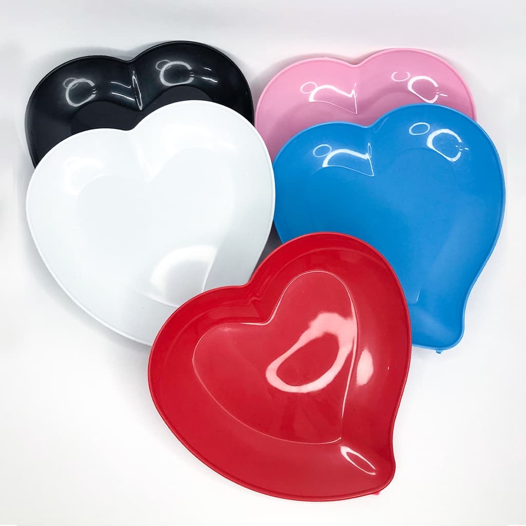 Jogo 10 Pratinhos Coração para Sobremesa Plástico