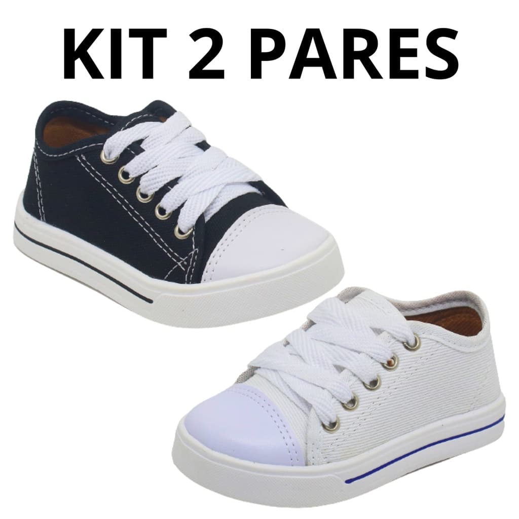 Kit 2 Pares Tênis Infantil Menina e Menino Star Volta as Aulas Confortável
