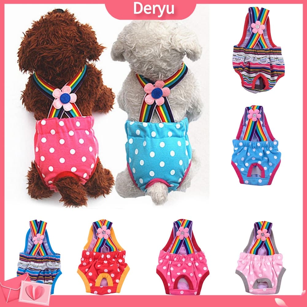 [Fralda Fêmea Para Cachorro Fofo Confortável Lavável De Bolinhas Fisiológicas Animais De Estimação