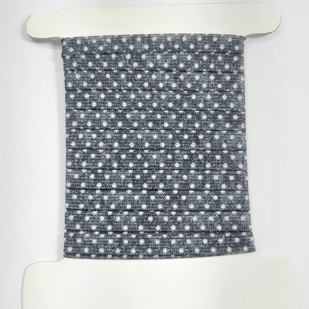 5 metros Elástico Lurex Especial 7mm Poá Grafite Branco 3704 005 284A30