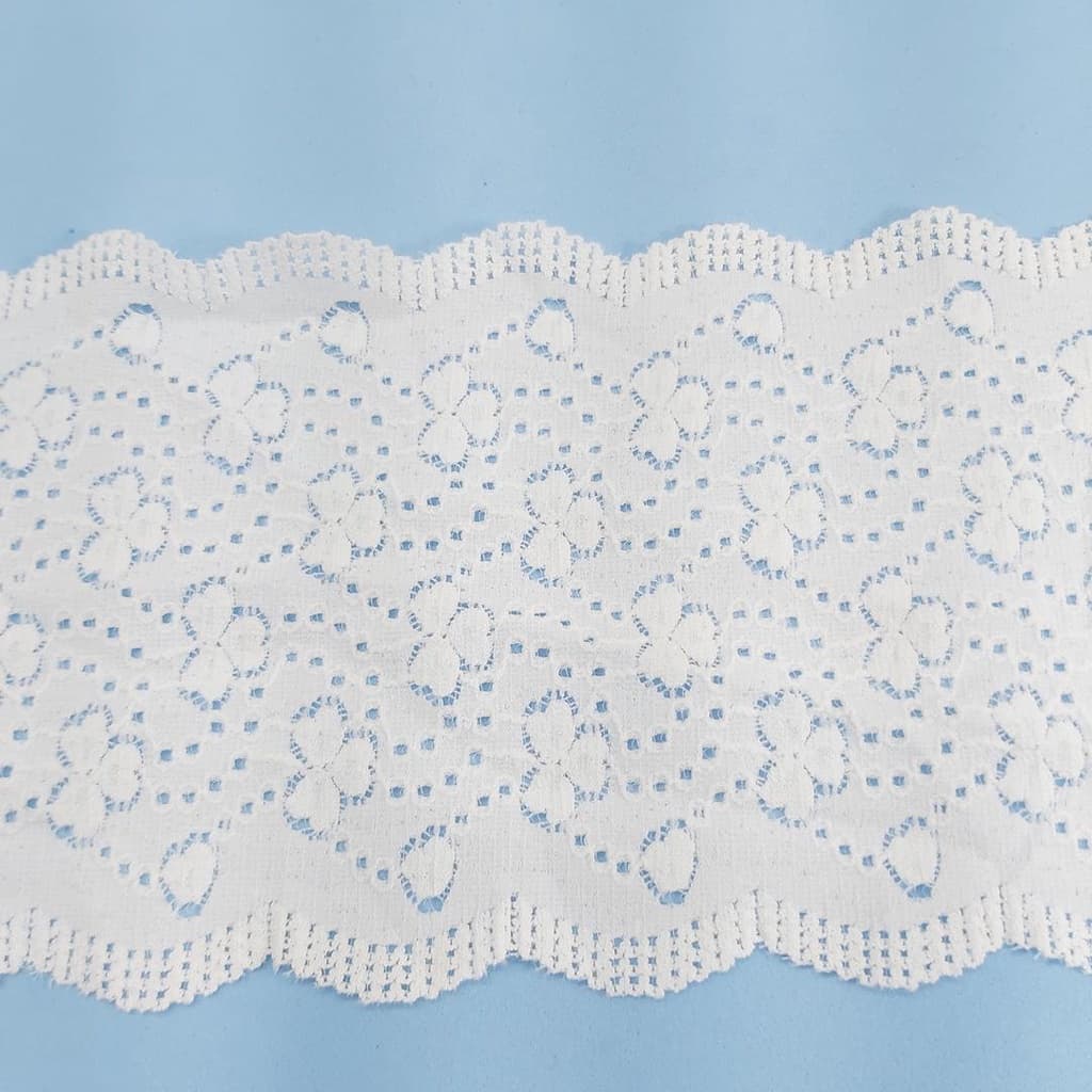 Renda Elastano 14cm larg Branca o metro 2120 001 - 4A9