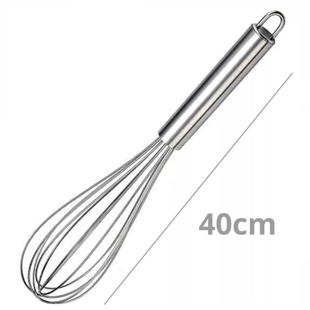 Batedor Em Aço Inox Fouet para fazer massas 40cm Grande