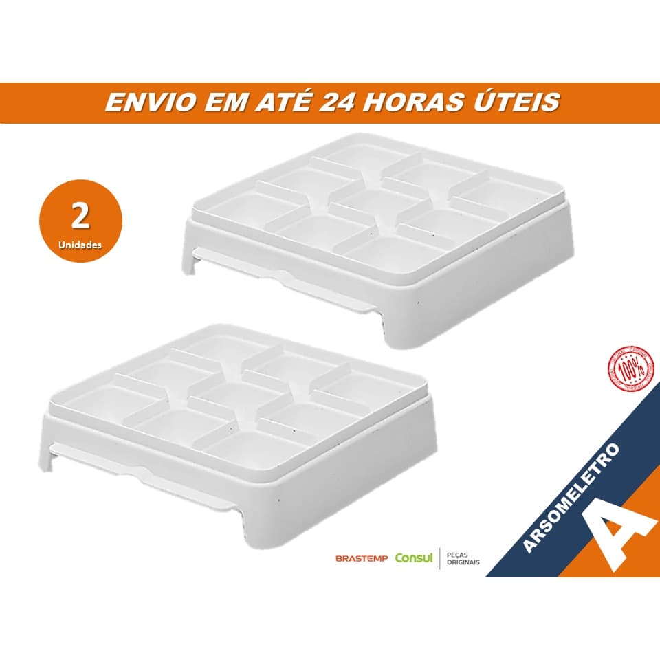 Conjunto Duas Formas De Gelo Originais Para Refrigeradores E Freezers Brastemp E Consul Brancas