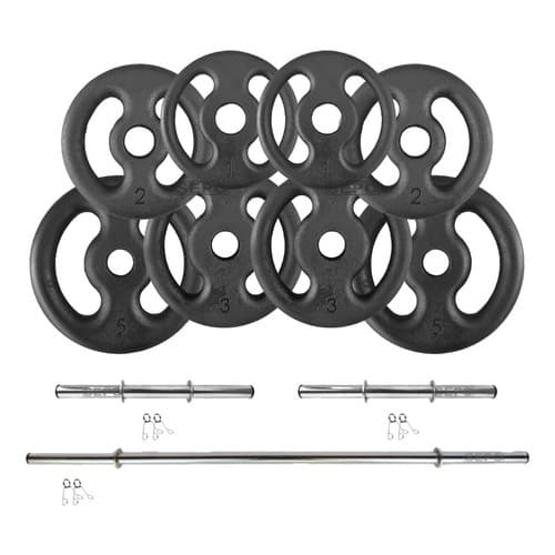 Kit 22 Kg Anilhas E Barras De Supino E Halteres