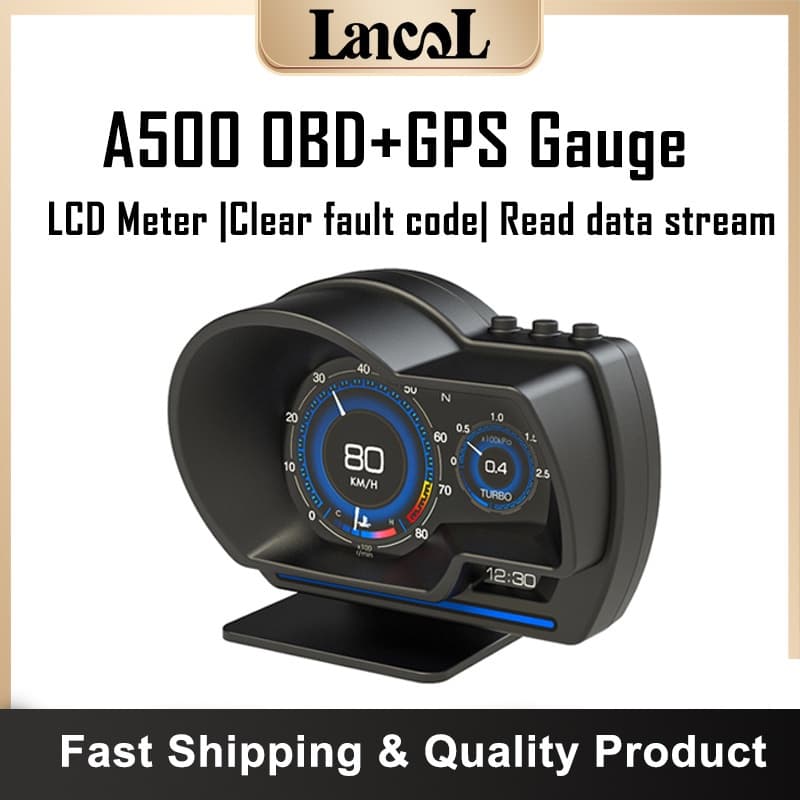 OBD2 Hud A500 Velocímetro GPS + OBD OBD2 Digital Scanner Alerta Water Temp RPM Turbo Motor DTC Clear