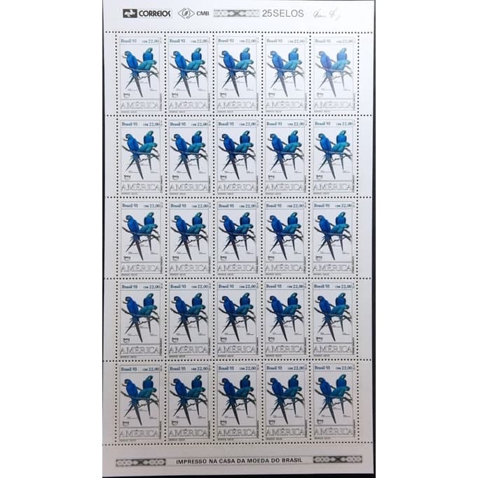 Folha Compl Selo C-1865 UPAEP Arara Azul_1-1993