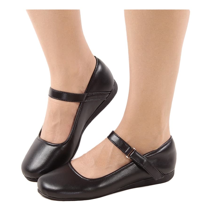 Sapato Boneca Salto Baixo com Fivela Ajustavel e Confortavel Varias Cores