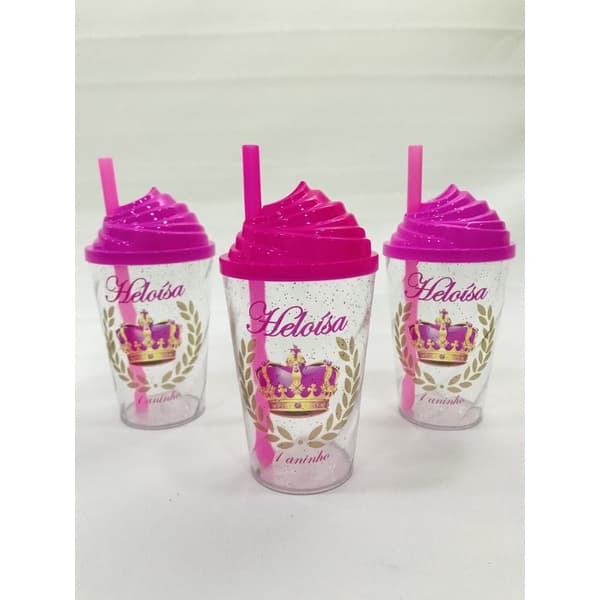 KIT 40 UND Copo 300ml Personalizado com Tampa Chantilly