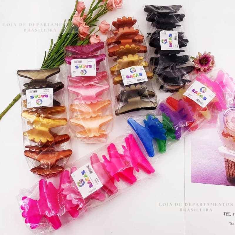 Kit 12 Kit 6 Piranhas Para Cabelo Tipo Sal ão De Beleza  Prendedores para cabelo com 6  - 12 unidades/ Presilha