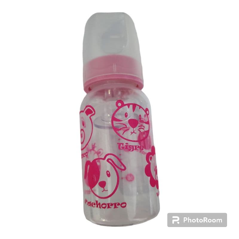 Mamadeira Decorada/Colorida Bico Redondo de Silicone 140ml (unidade)