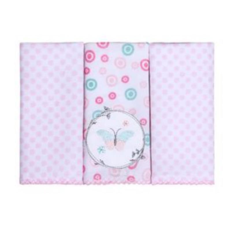 Pano de boca Babete Bordados Bebê, 32x32, 03 unid. Jardim de Borboletas