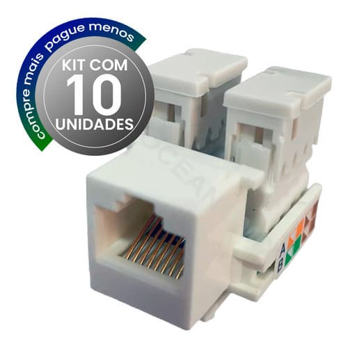 Keystone Rj45 Com 10 Pcs Cat5e Conector Femea Rj45 Utp Lan - LINK+