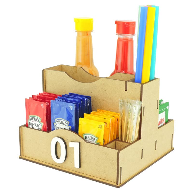 1 Porta Sachê Guardanapos Temperos Canudos Palitos Lanchonete Crú