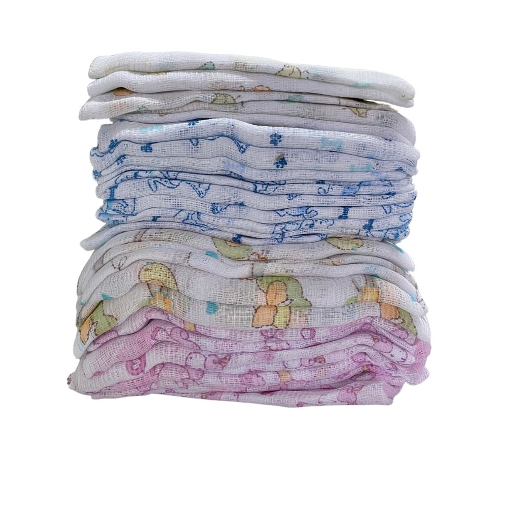 Kit com 30 Fraldas de Pano Estampada 60X60 Bebê Menino Menina Enxoval