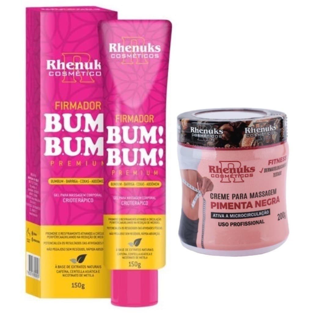 Kit Premium Verão BumBum Firmador Perfeito + Creme para Massagem Pimenta Negra - Rhenuks
