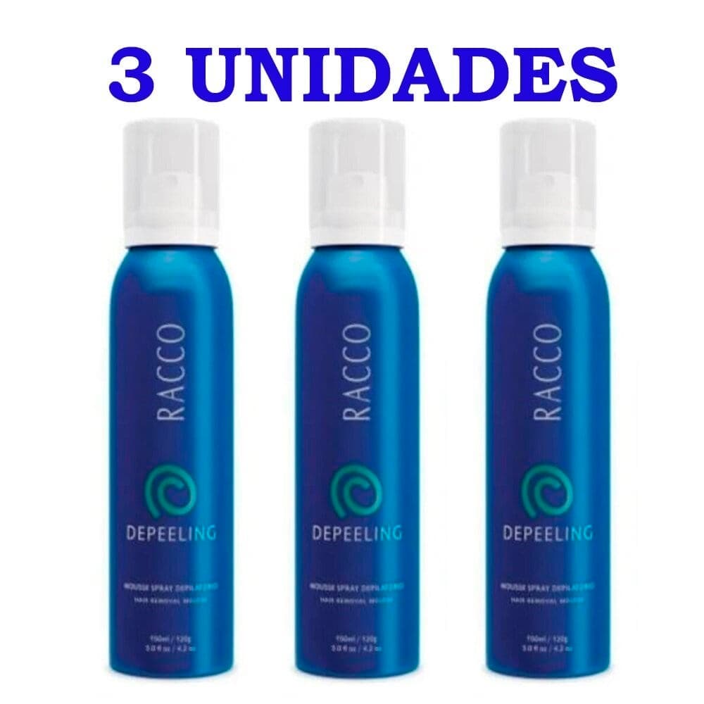 Kit Com 03 Mousse Spray Depilatório Depeeling Racco 150ml