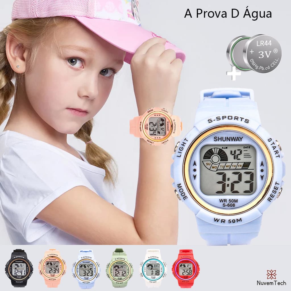 Relógio Digital A Prova D Água Para Infantil Menina Original Relógio Eletrônico Feminino De Moda Esportivo Com LED