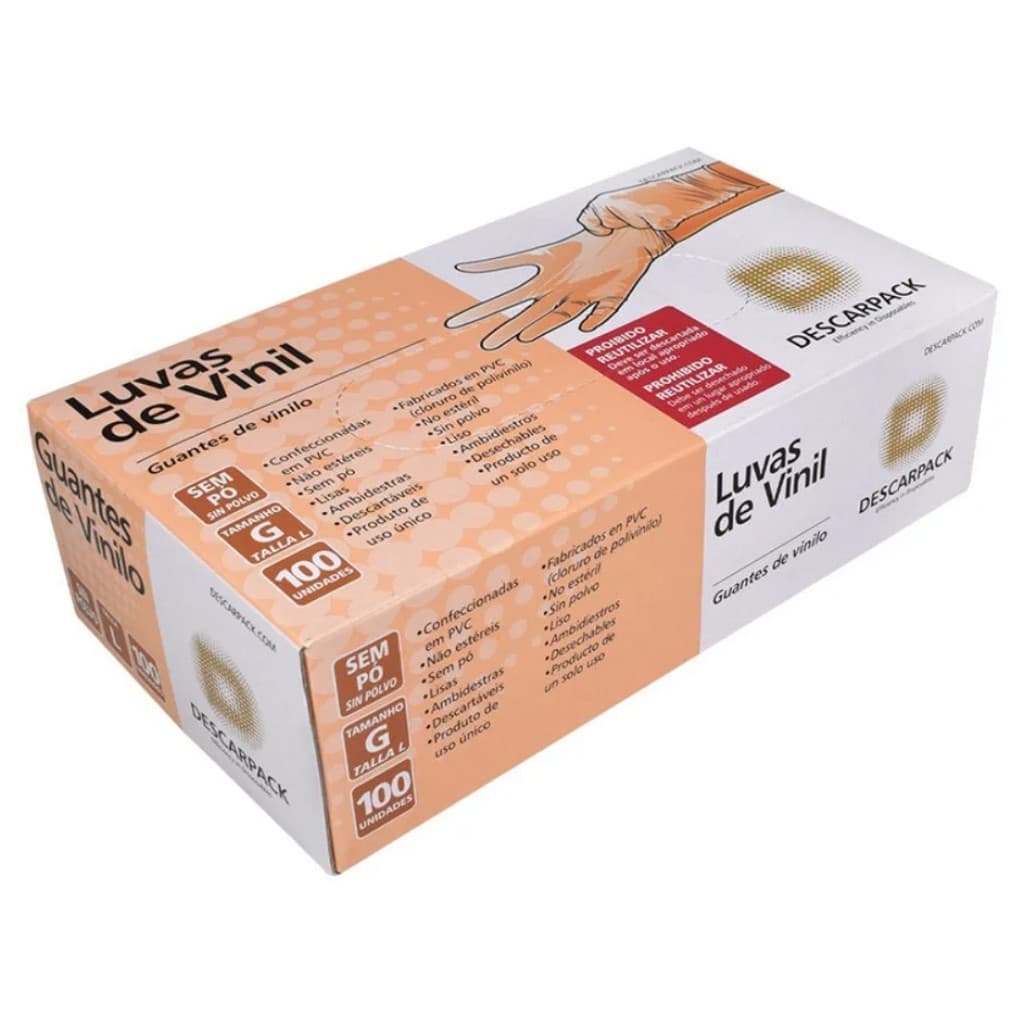 Luva de Vinil Com Pó Descarpack G 100 Unidades