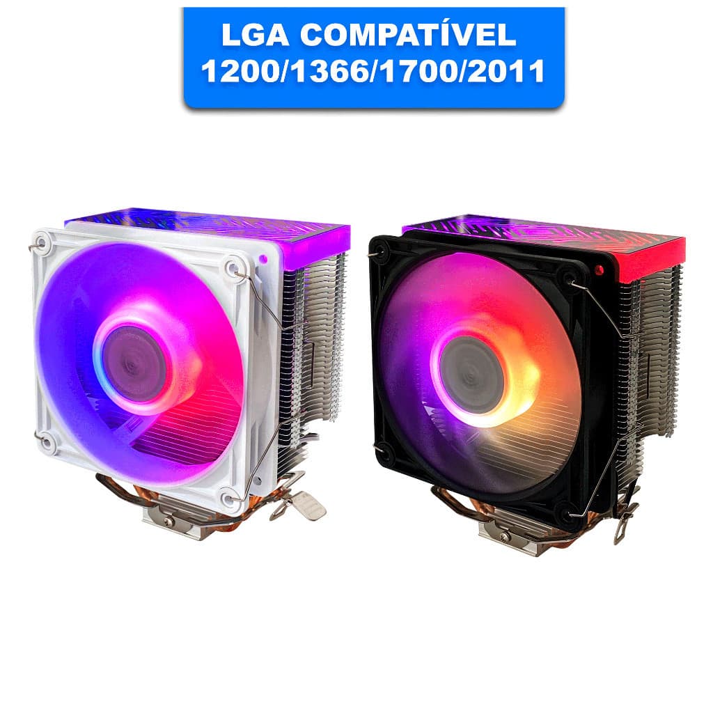 Cooler CPU PC Universal 120mm LGA 1200 1366 1700 2011 Led Argb Controladora 130w