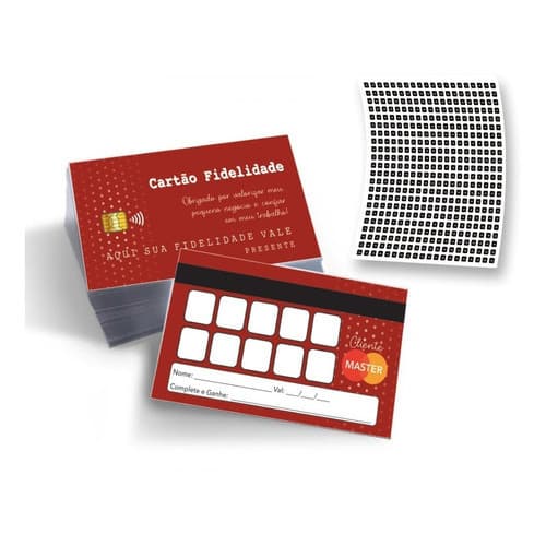 100 Cartão Fidelidade Vermelho + 400 (selo) Adesivo