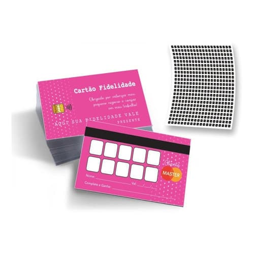100 Cartão Fidelidade Pink + 400 (selo) Adesivo
