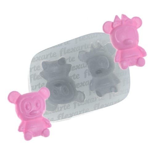 Molde De Silicone 759 - Casal De Ratinhos Baby Amor Flexarte