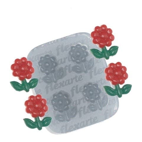 Molde De Silicone 800 - Quarteto De Mini Florzinhas Chrystal