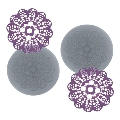 Molde De Silicone 772 - Dupla De Mini Rendas Kristen Redonda