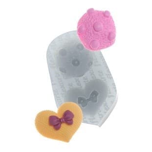 Molde De Silicone 757 - Cookie + Coração Com Lacinho - Laço