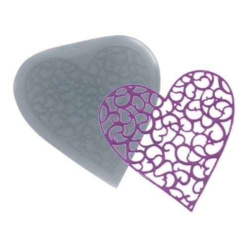 Molde De Silicone 779 - Renda De Coração De Arabescos Médio
