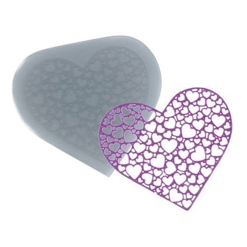 Molde De Silicone 782 - Renda Coração Beryl Médio - Flexarte