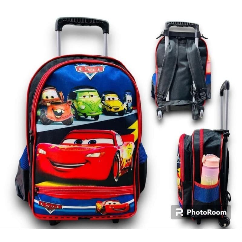 Mochila Escolar Infantil Grande Com Rodinha Carros