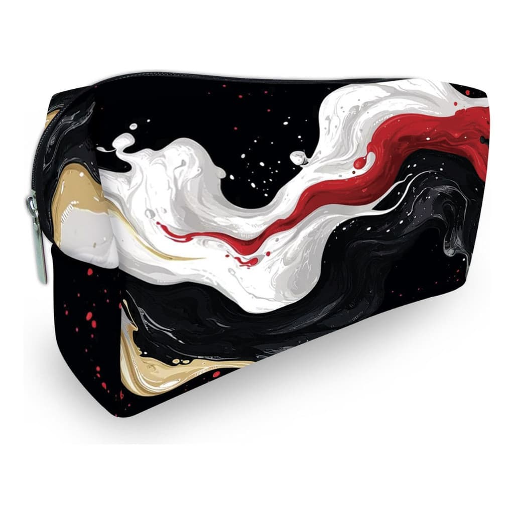 Carteira Grande Nécessaire Masculina Bolsa de Mão Estojo Premium em Neoprene – Liquid Preto e Vermelho