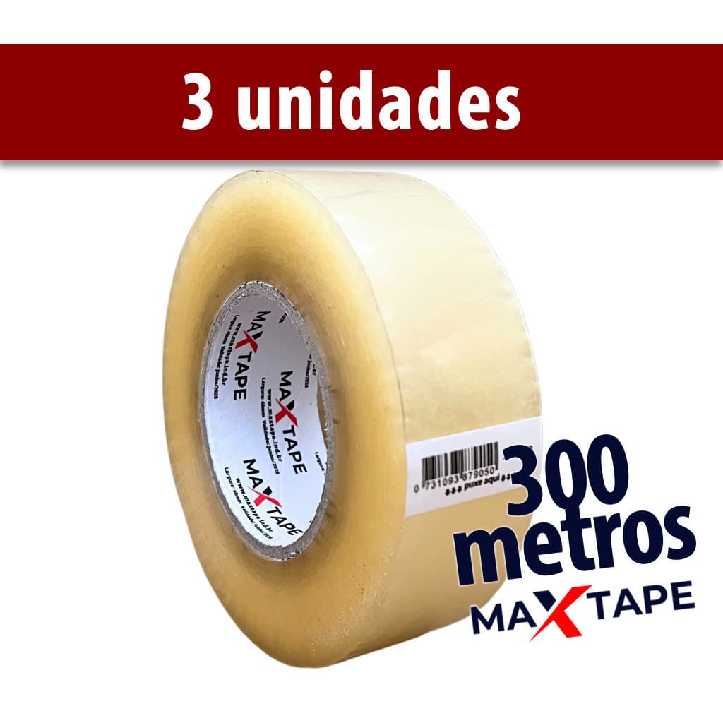 3 UNIDADES Fita adesiva larga 45mm x 300 metros - MaxTape