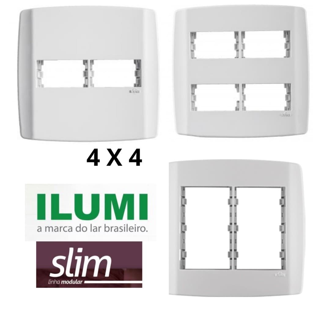 Placa 4x4 2 4 6 Módulos  Ilumi -Slim Branca