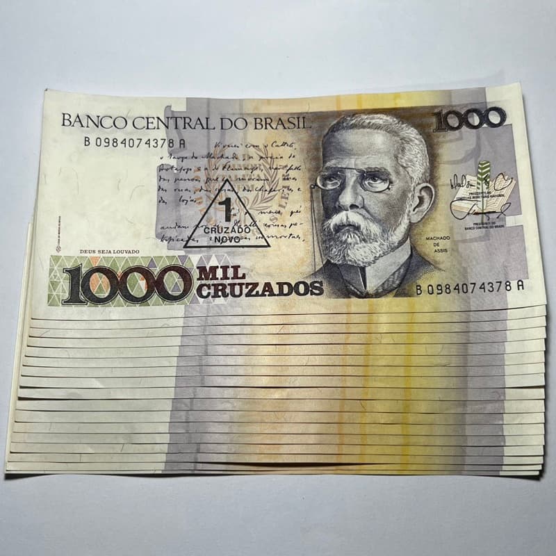Cédula 1000 Cruzados Machado de Assis Com Carimbo 1 Cruzado Novo C 197 a C199