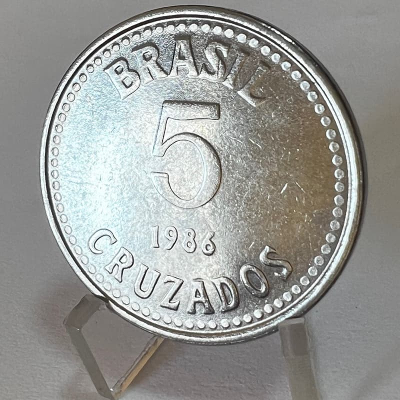 5 Cruzados 1986 Moeda Brasão da República aço