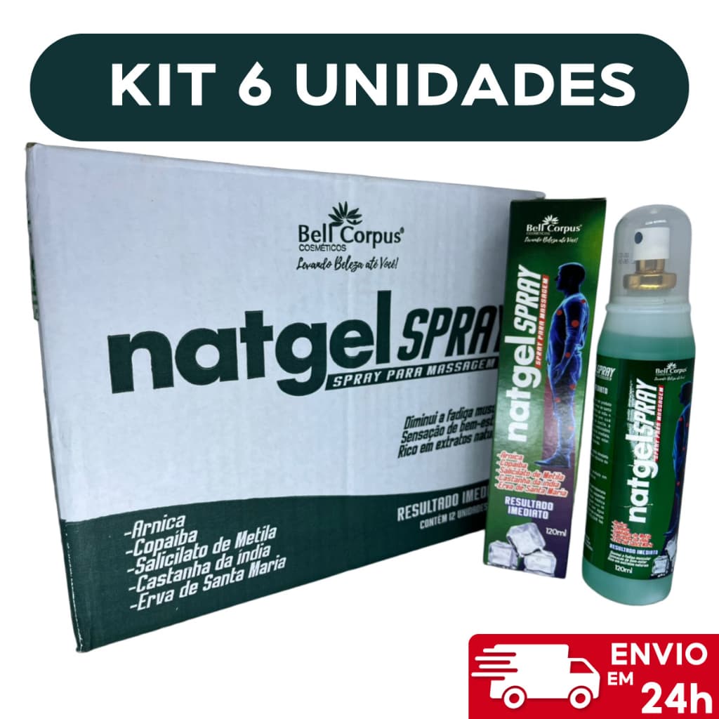 Kit 6 | Gel Massageador Natgel 120g Spray | Bell Corpus
