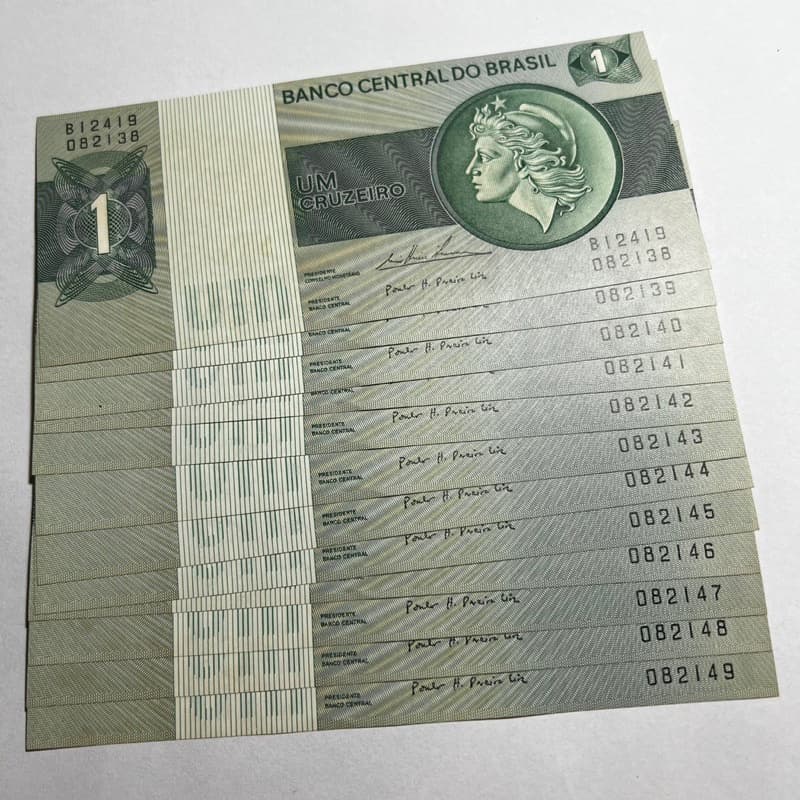 Cédula 1 Cruzeiro MBC República Efígie Fundo Verde C130 C131 ou C132