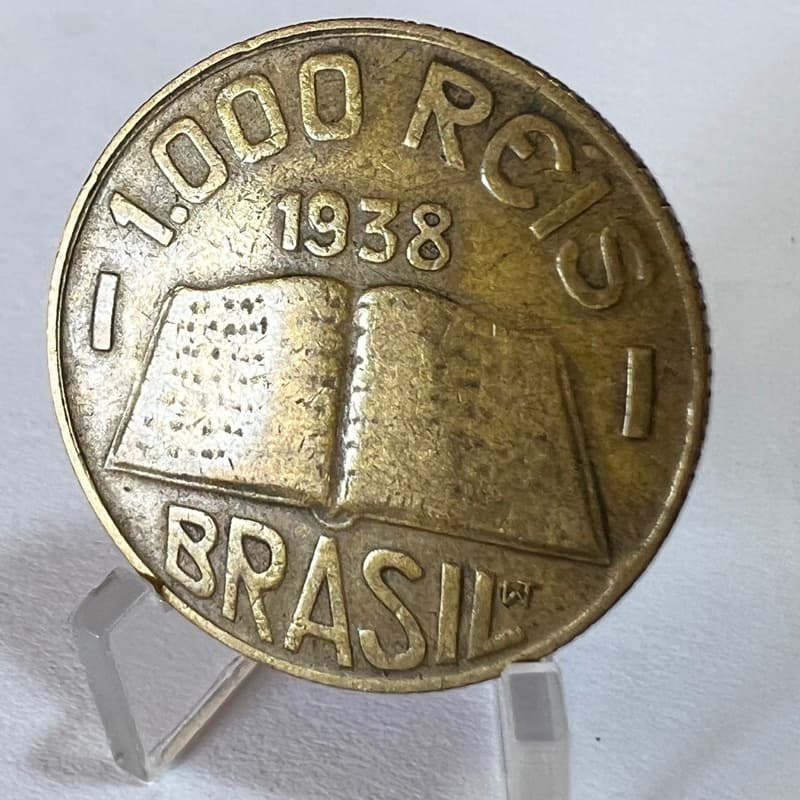 1000 Réis 1938 Anchieta Bronze Alumínio Moeda do Brasil