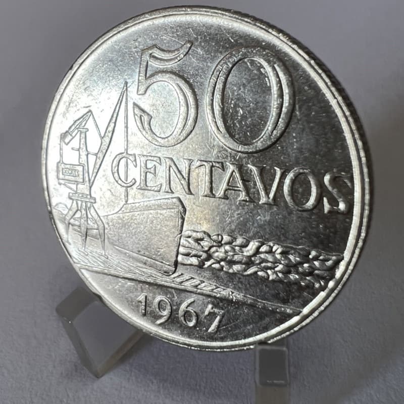 50 Centavos 1967 Níquel Moeda Data escassa Série Indústria Naval